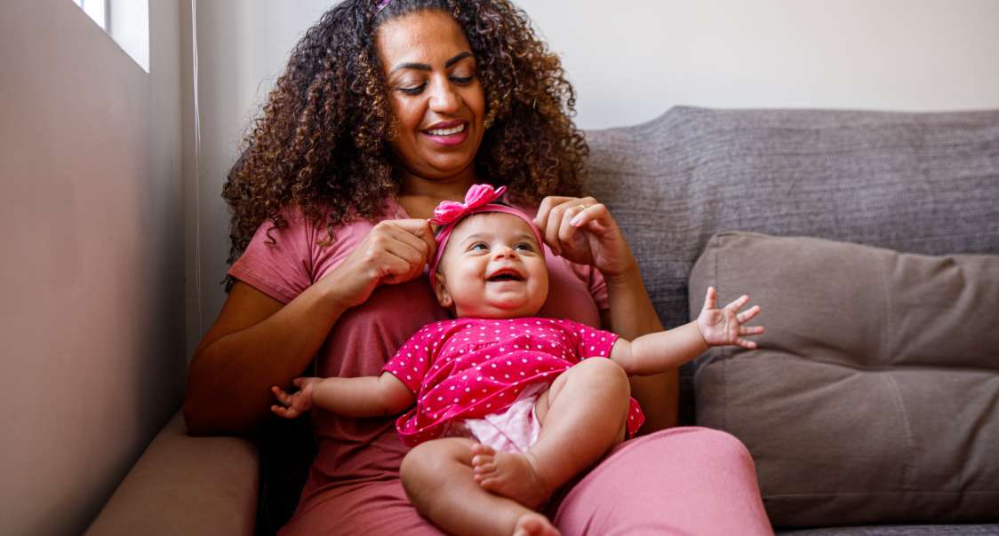 Woman with young baby